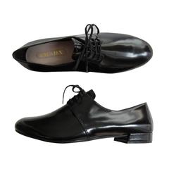 Prada Classic Lace Up Black Shoes New With Box