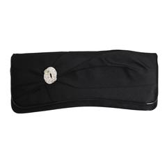 Giuseppe Zanotti Black Satin Clutch with  Swarovski Crystals Broache