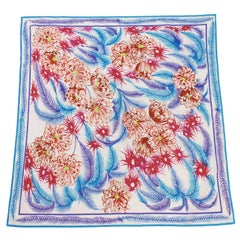 1970's Emilio Pucci Cotton Feather and Flower Print Scarf