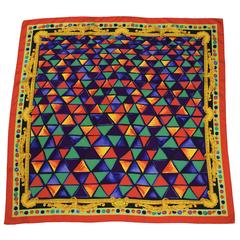 1980's Versace Jewel Tone Silk Scarf 6
