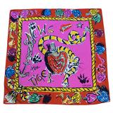 1980's Early Escada Shocking PInk & Red Scribble Silk Scarf