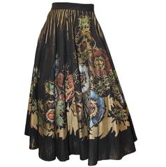 1950s Hand Painted Floral Circle Skirt 10