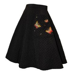 50s Quilted Circle Skirt with Hand Painted Butterflies 11