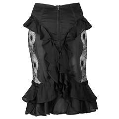 Tom Ford for Yves Saint Laurent Fall 2003 Black Silk Lace skirt FR38