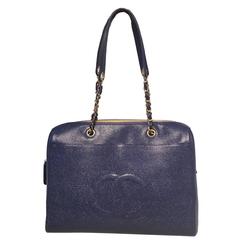 Chanel Royal Blue Caviar Leather Shoulder Bag Tote