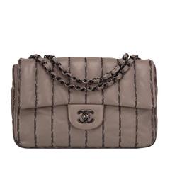 Chanel Grey Lambskin Vertical Quilt Medium Flap Bag