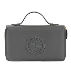 Vintage Gucci Gray Leather Double Zip Organizer Travel Wallet
