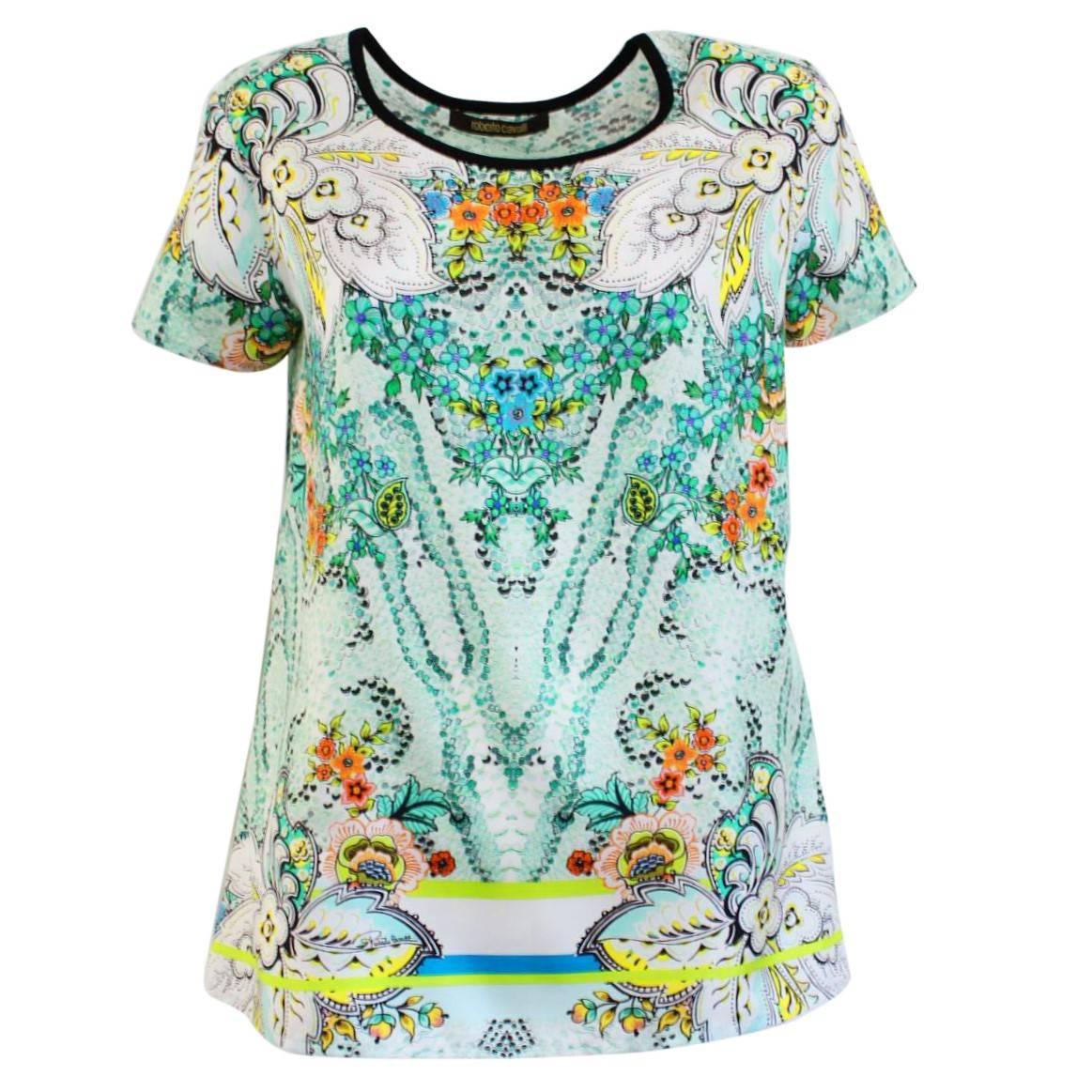 Roberto Cavalli Fancy Silk T-Shirt For Sale