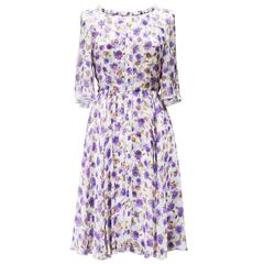 2000's Dolce&Gabbana Purple Flower Printed Summer Dress