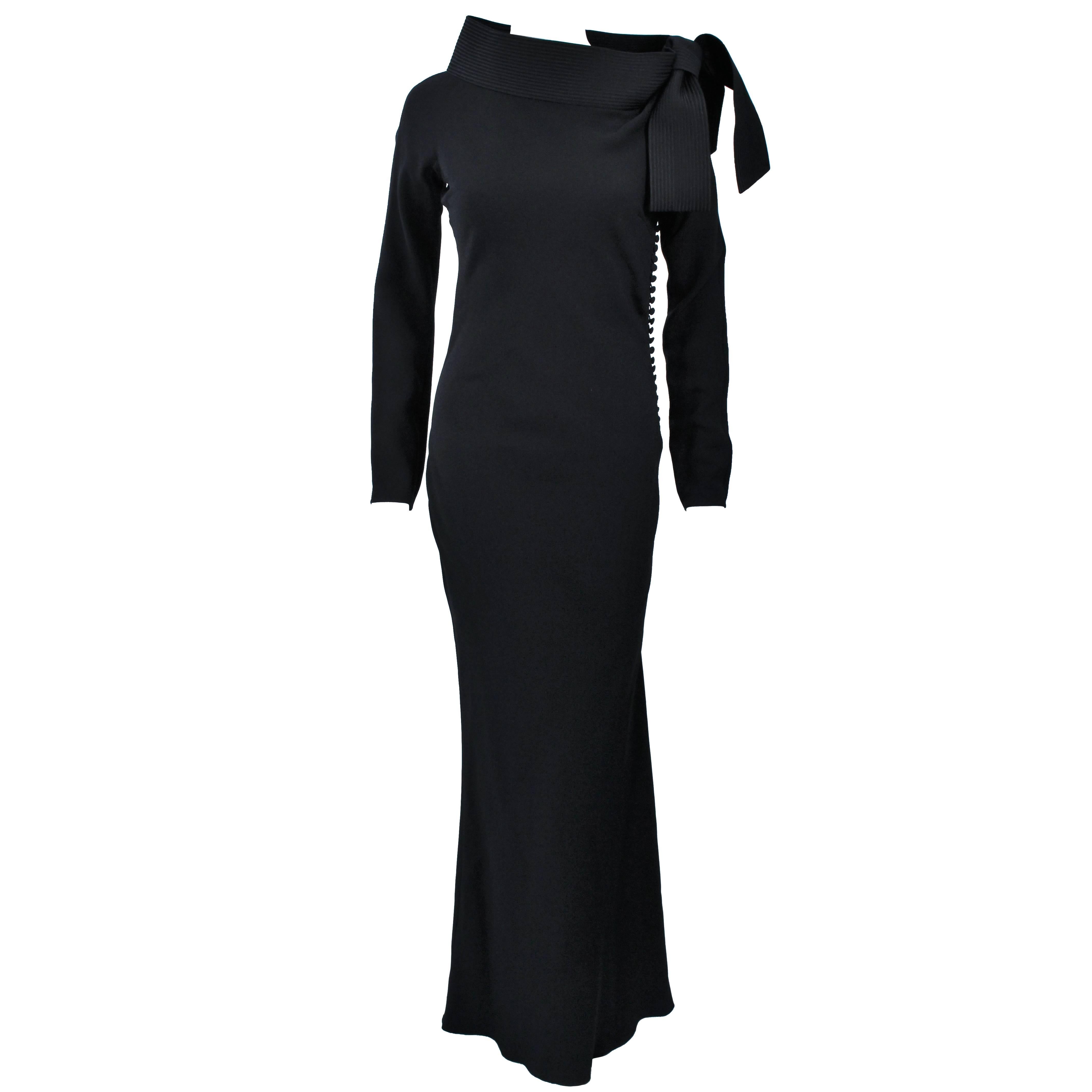 JOHN GALLIANO For CHRISTIAN DIOR Black Gown with Collar Detail Size 38 6