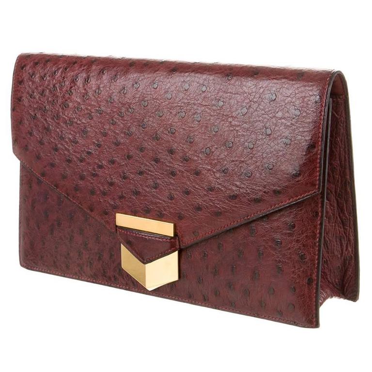 Hermes Rare Vintage Red Burgundy Gold Leather Envelope Evening Clutch Flap Bag at 1stdibs