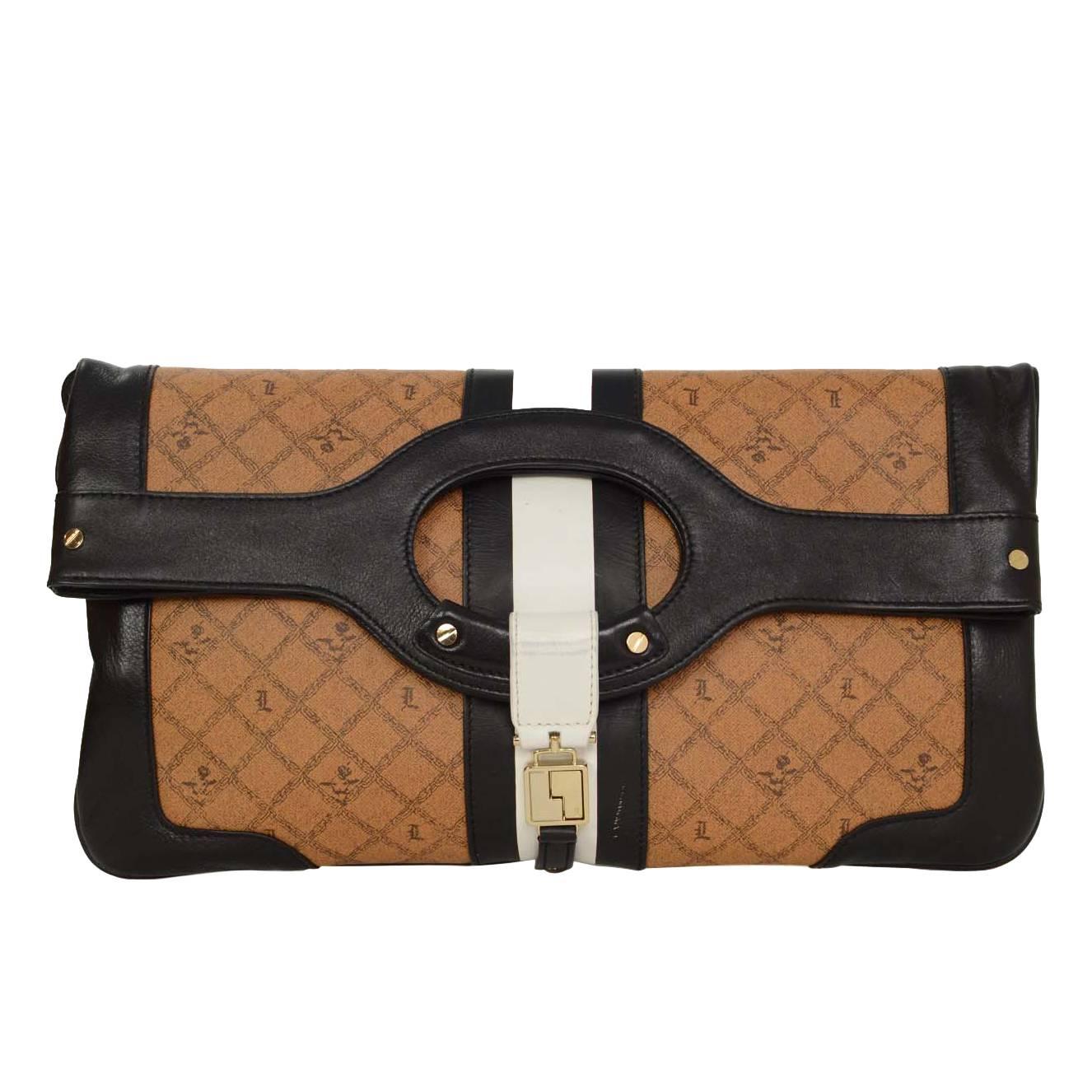 LAMB Black & Tan Monogram Clutch GHW