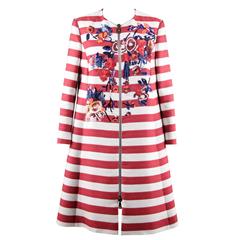 ANTONIO MARRAS Striped GrosGrain EMBROIDERED COAT w/ Zip Front SIZE 38 11