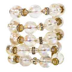 CHANEL Vintage '88 Multi-Strand Clear Bead & Strass Crystal Bracelet
