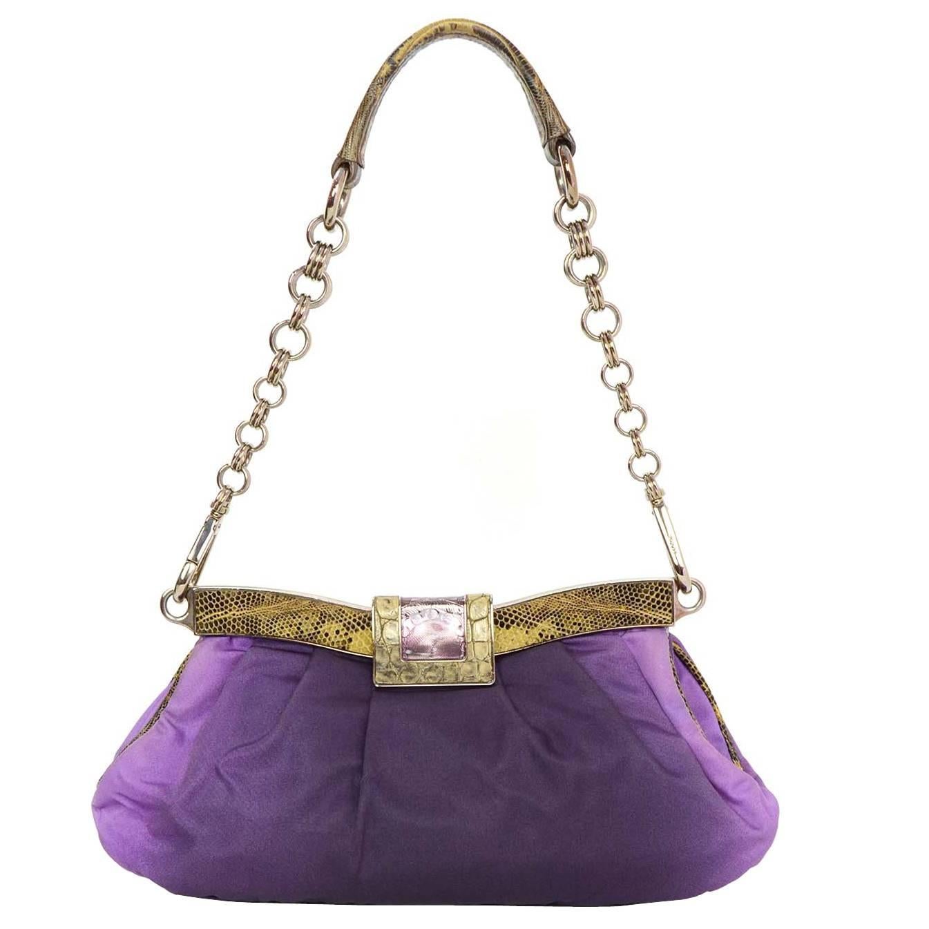 Prada Purple Ombre Satin Evening Bag SHW