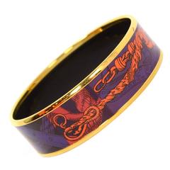 Hermes Multi-Color Printed Enamel Wide Bangle sz 62 8