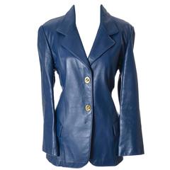 Bonnie Cashin Sills Blue Leather Vintage Blazer Jacket Lipmans
