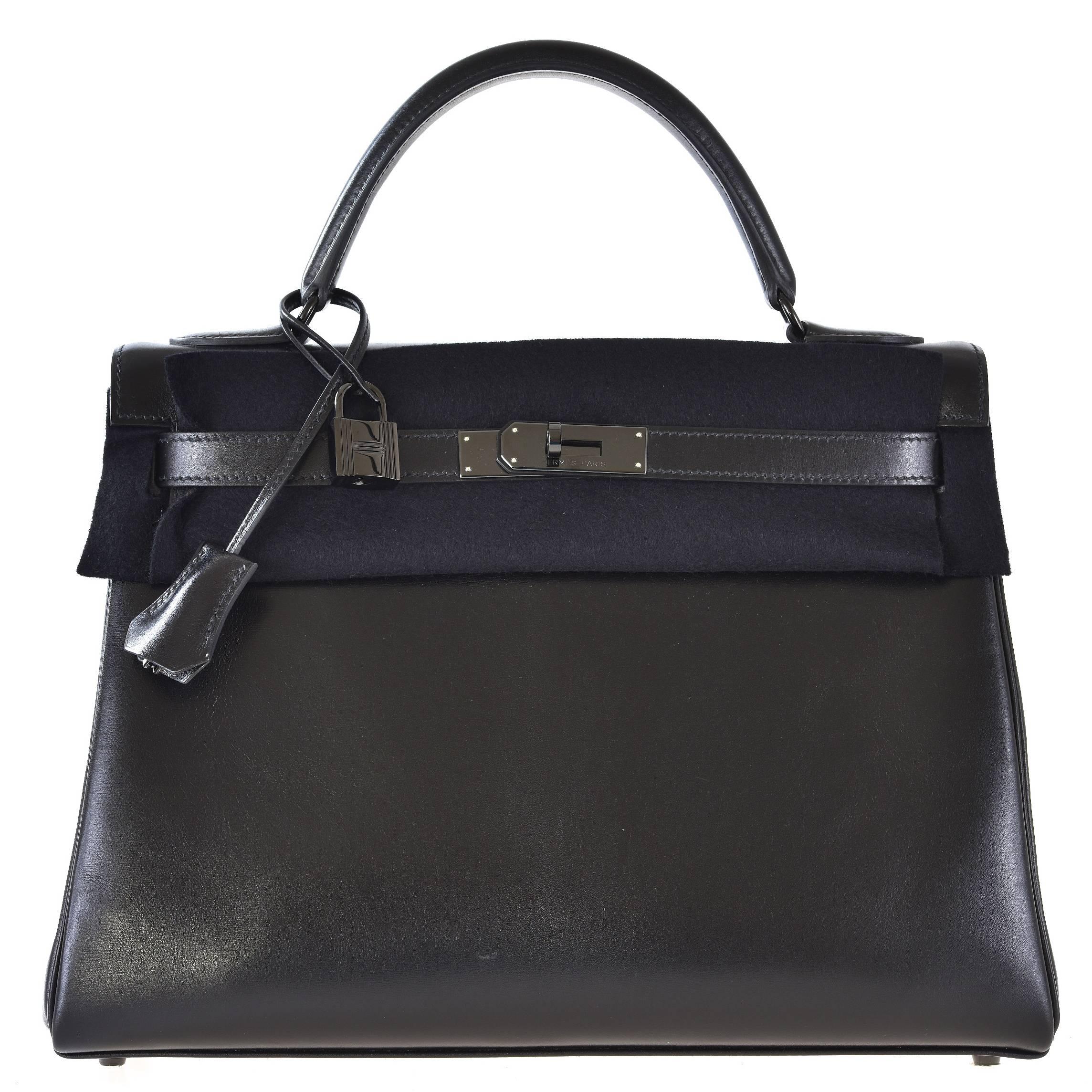 Hermes So Black Kelly Bag 32cm Black Box Black Hardware Collectors JaneFinds