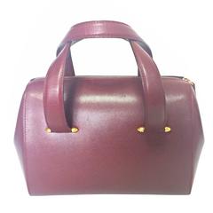 Vintage Cartier classic wine, bordeaux leather handbag purse. Must de Cartier