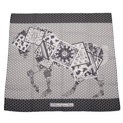 Hermes "A Cheval Sur Mon Carre" Silk Twill Scarf 90cm