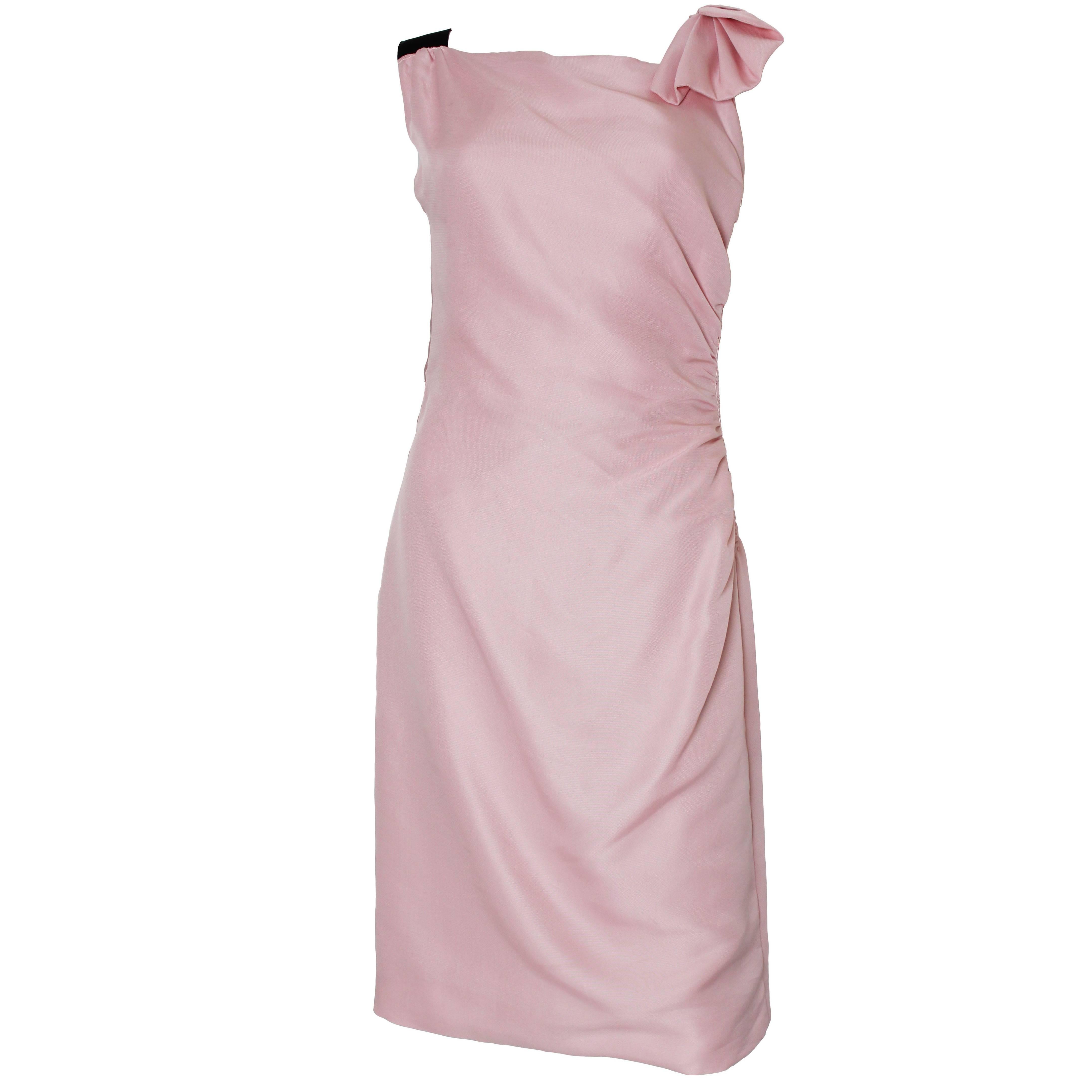Mid 2000s Valentino Blush Pink Asymmetric Cocktail Dress