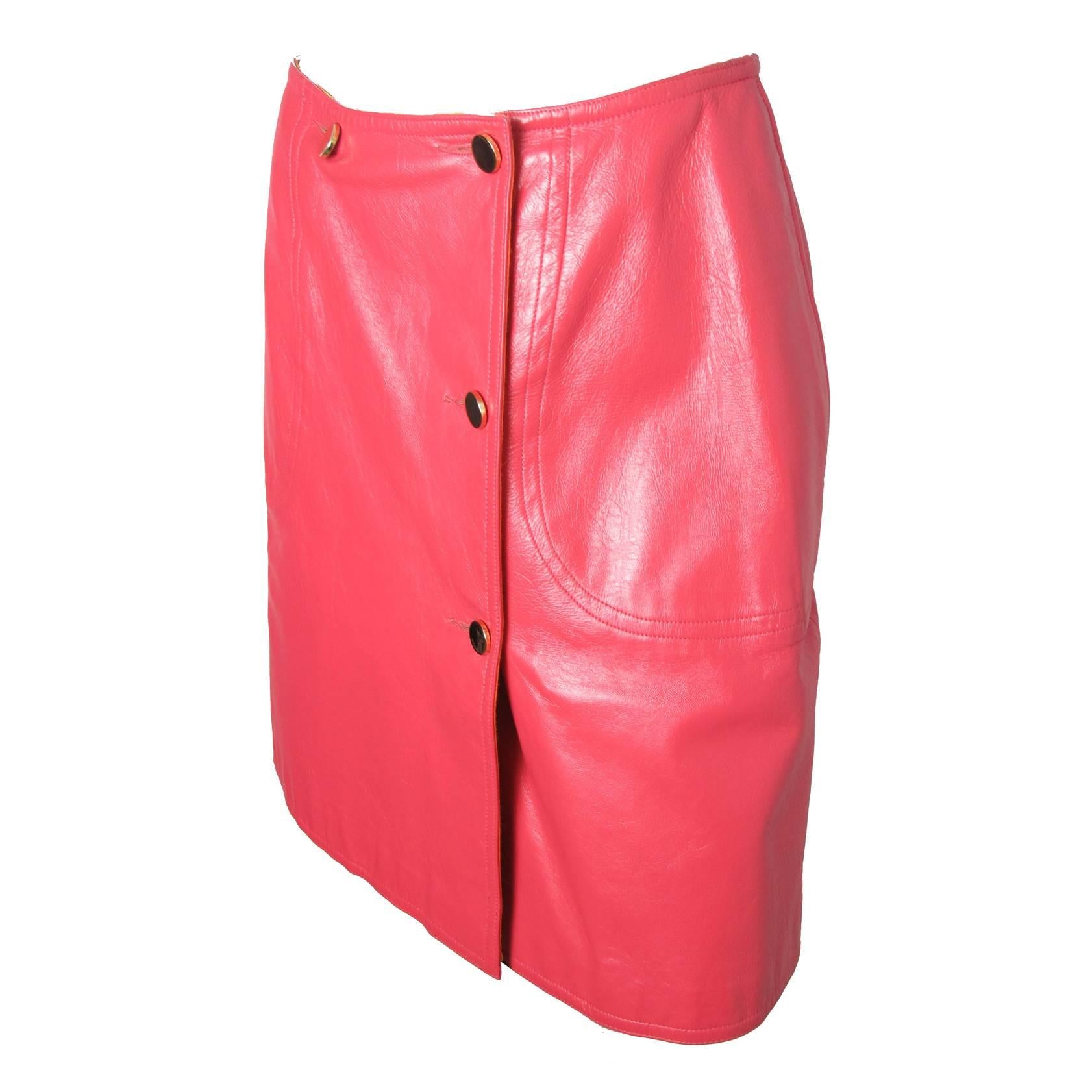 Bonnie Cashin Pink Leather Wrap Skirt 