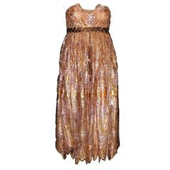 Stunning Dolce & Gabbana Golden Lace Tassel Empire Dress 12