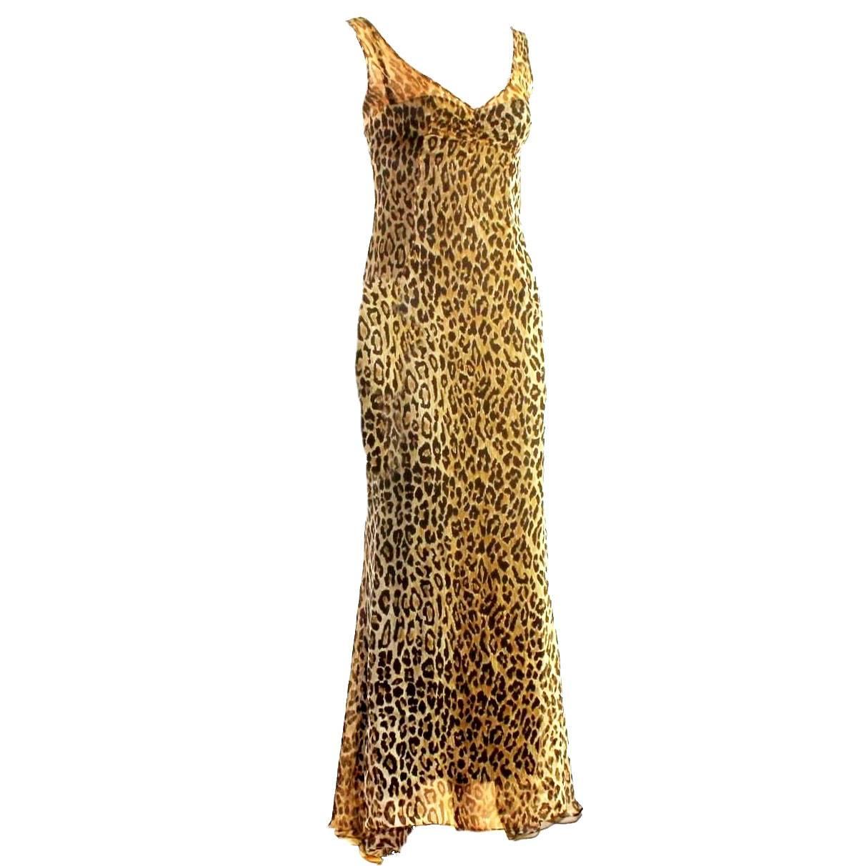 Stunning Dolce & Gabbana Corset Leopard Cheetah Print Silk Gown