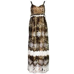 Atemberaubende Dolce & Gabbana Leopard Gepard Druck Maxi Kleid Kleid