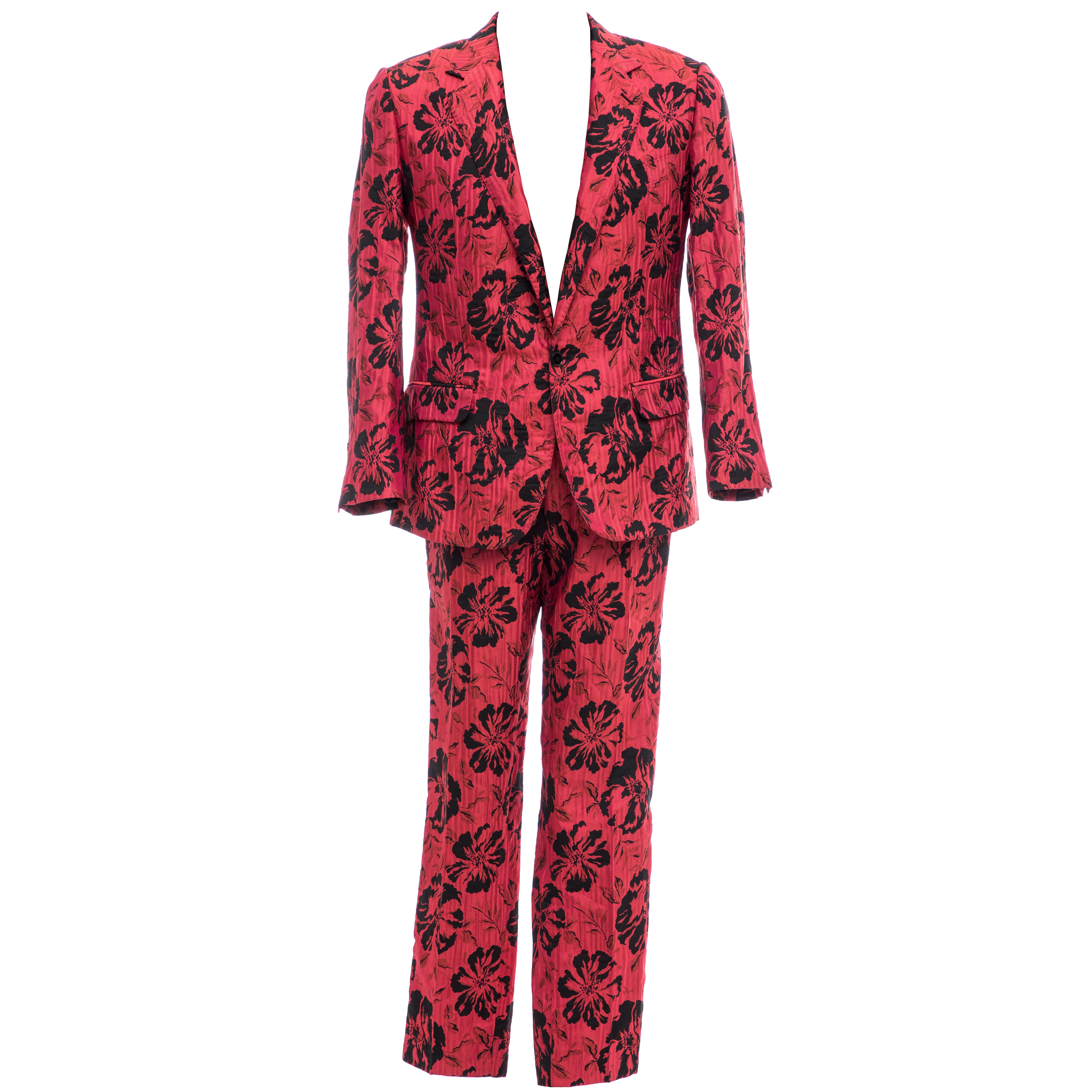 Dolce & Gabbana Men's Runway Red Floral Jacquard Suit, Fall 2011