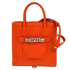 Proenza Schouler Orange Leather Gold Stud Hardware Satchel Tote Shoulder Bag