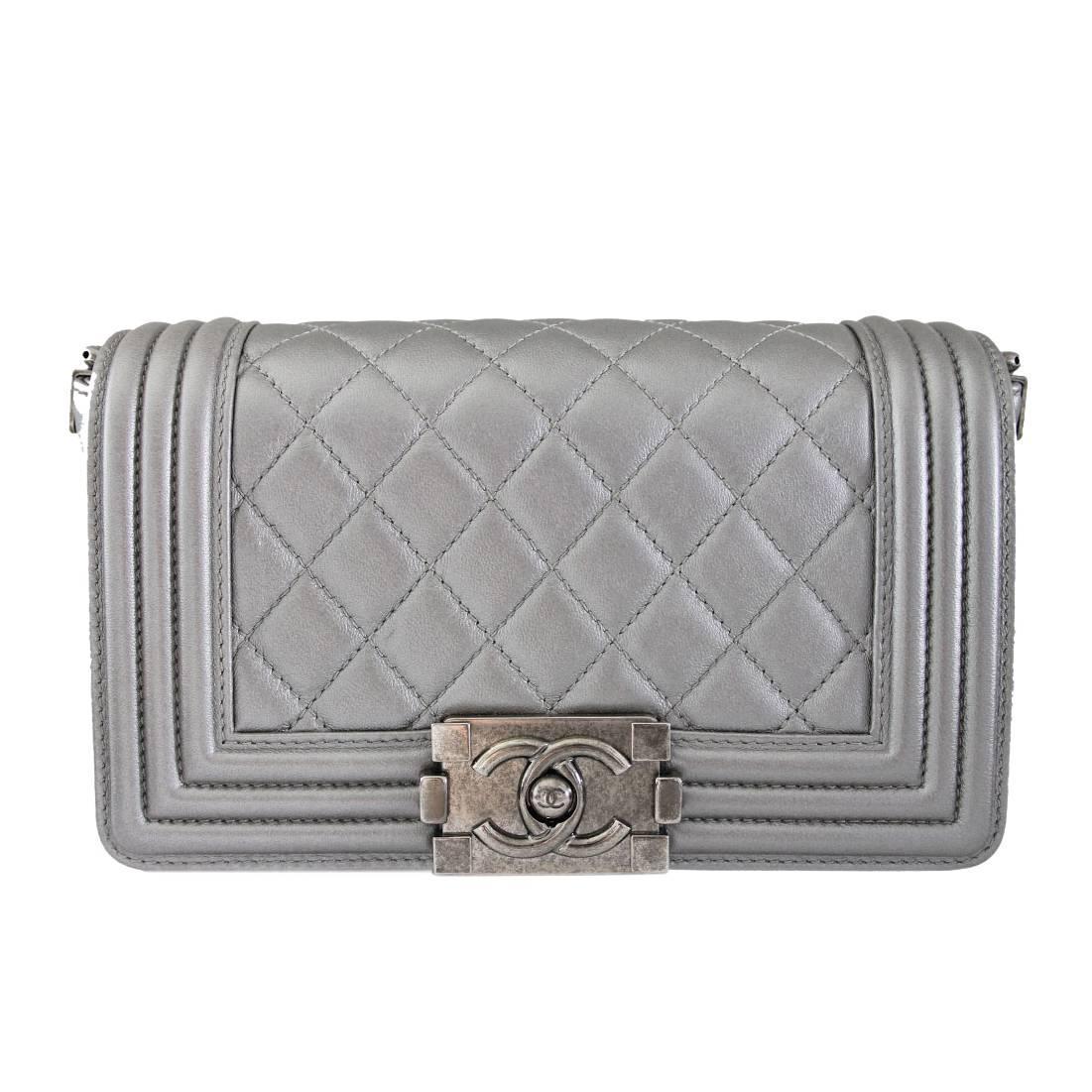 Chanel Silver Boy Bag Quilted Leather Stingray Strap Shw Flap At Chanel Silver Boy Bag Quilted Leather Stingray Strap Shw Flap At 1stdibs