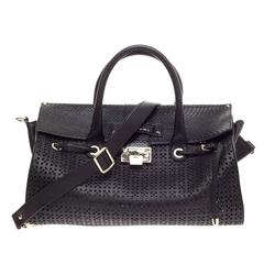 Jimmy Choo Rosalie Convertible Satchel Perforated Leather with Python Large