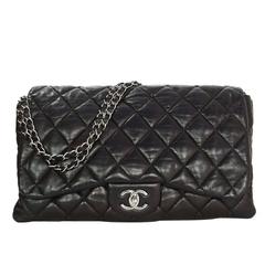 Chanel Black Lambskin Jumbo 3 Accordion Flap Bag RHW