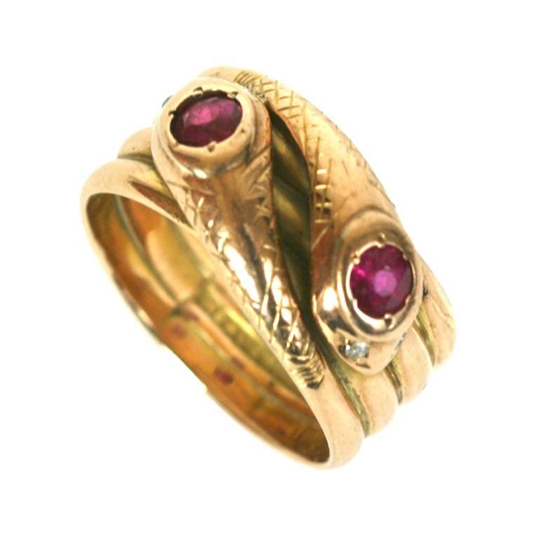 Wonderful Victorian Double Snake Ring