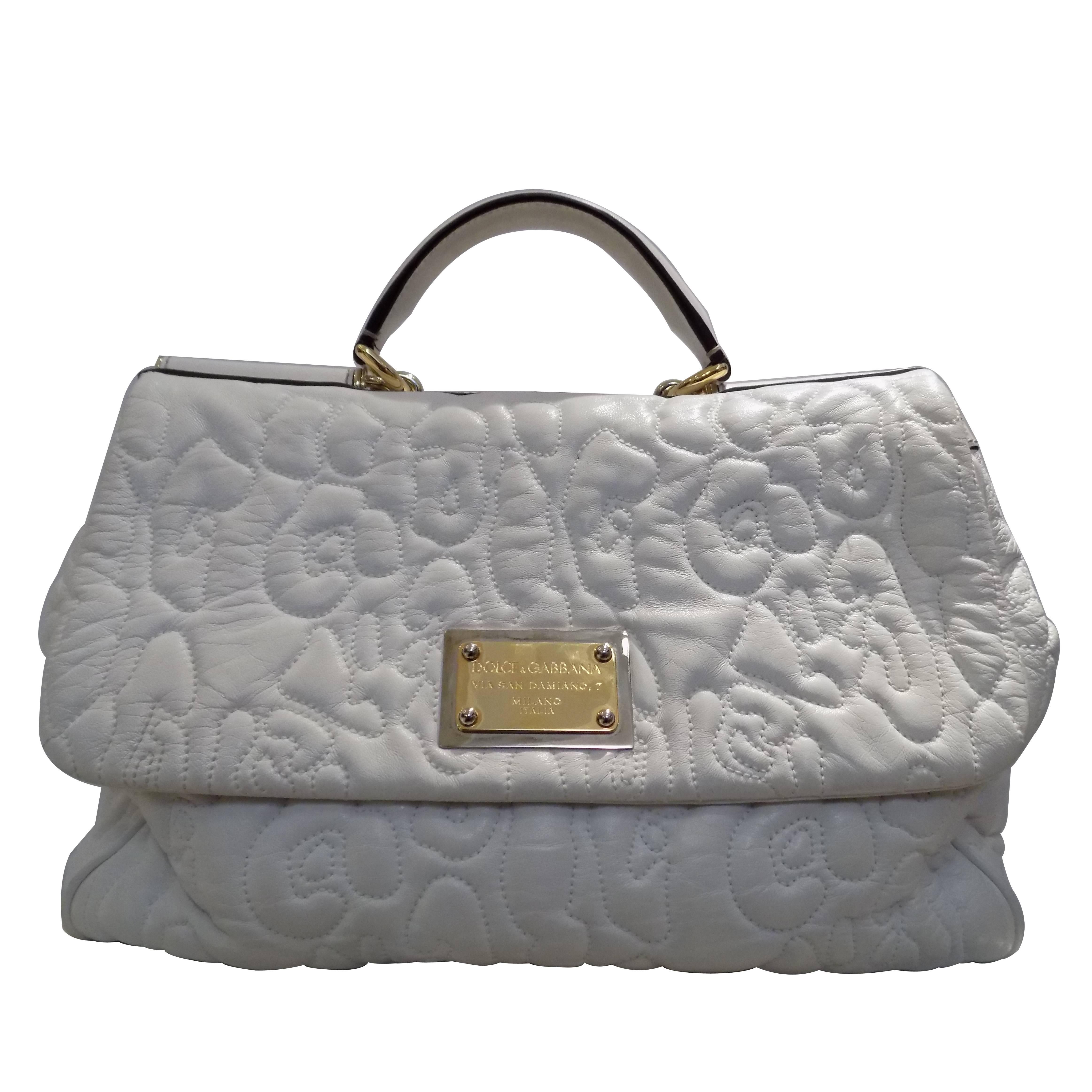 Dolce & Gabbana Miss Sicily white leather bag