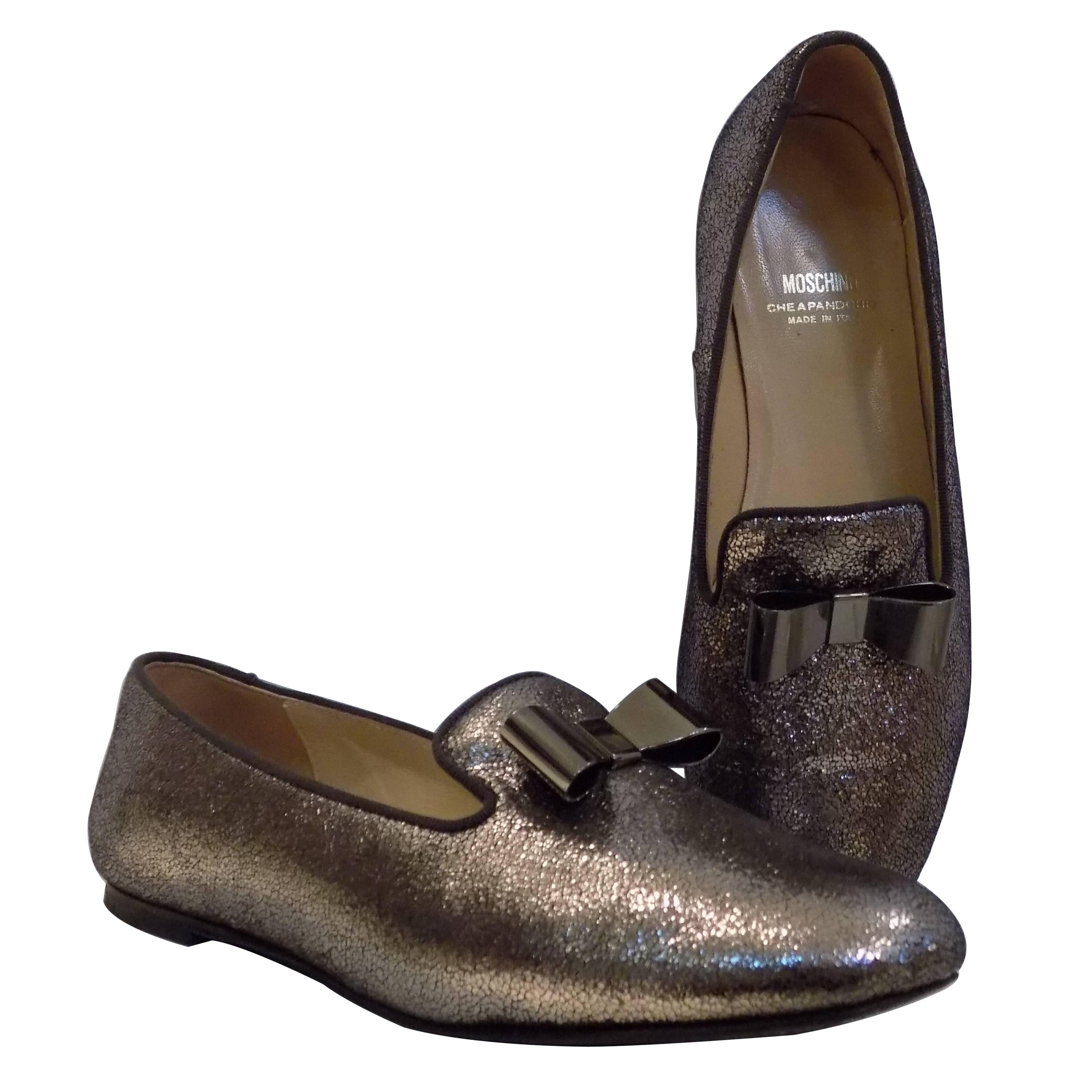 Moschino Glitter Shoes Loafer For Sale