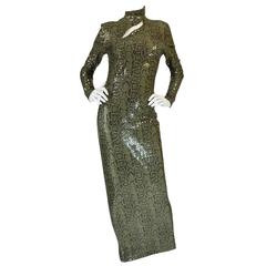 Vintage Iconic S/S 1983 Thierry Mugler Sequin Snakeskin Python Dress