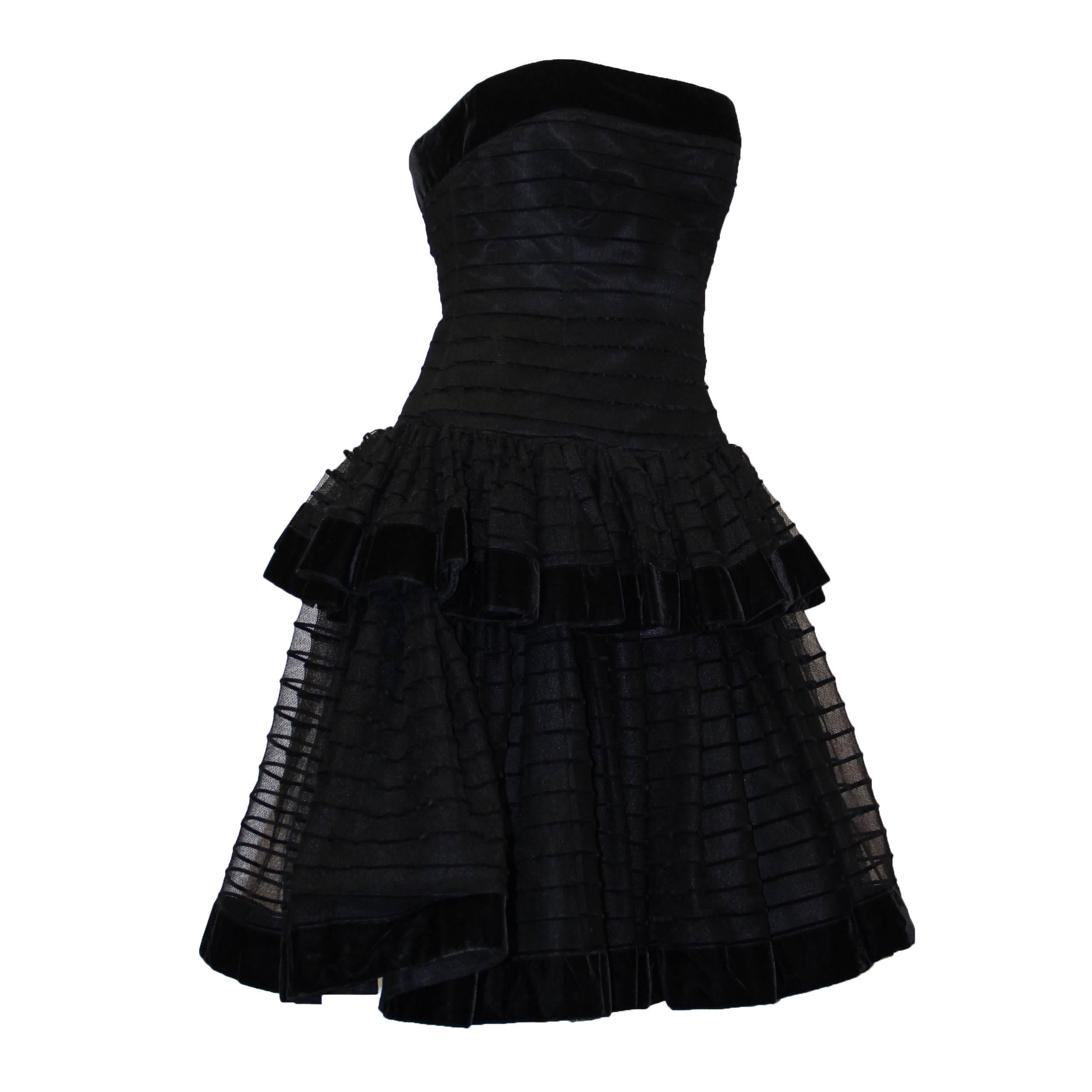 1980s Christian Dior Strapless Cocktail Dress