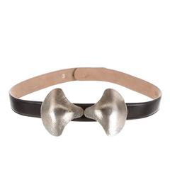 Alexander McQueen SOLD OUT Black Leather Silver Clam Buckle Waist Belt 