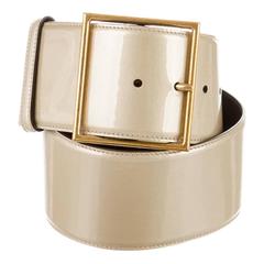 Yves Saint Laurent (YSL) NEW Gold Nude Patent Leather Gold Hardware Waist Belt