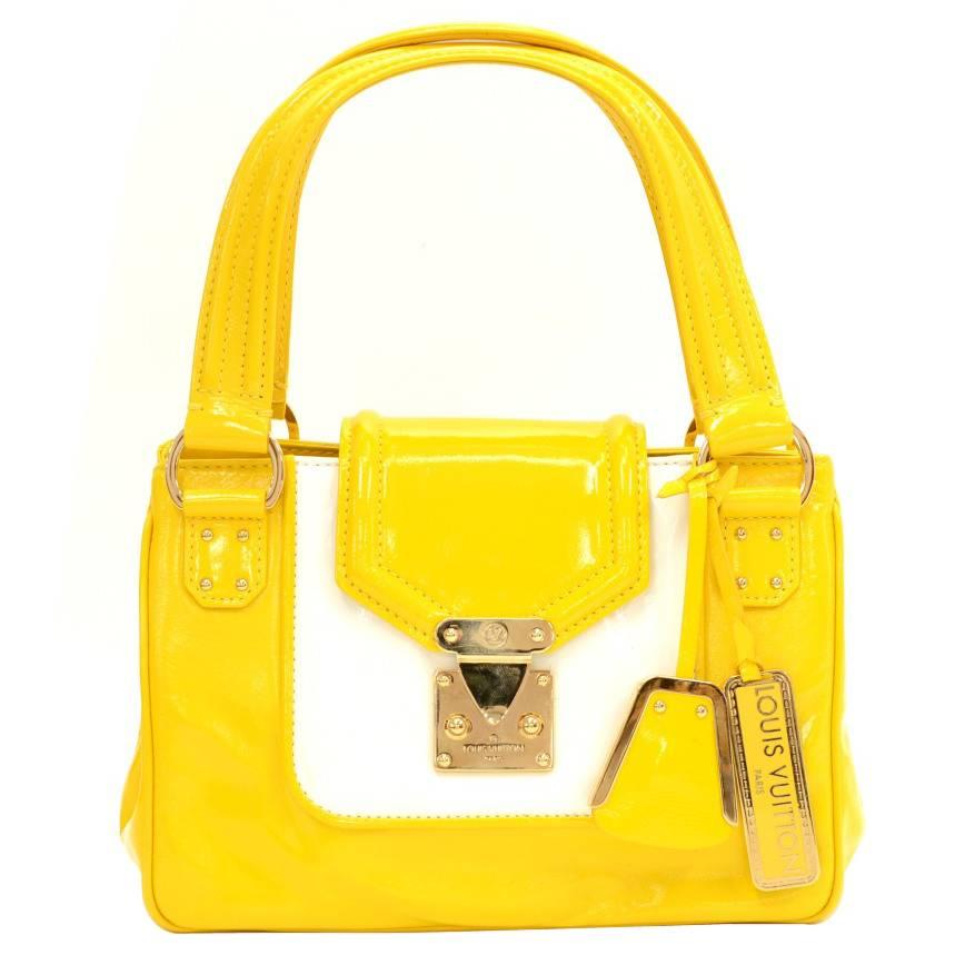 Louis Vuitton Yellow Sac Bicolore Vernis Leather Hand Bag - 2003 Limited