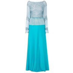 Azzaro turquoise skirt & top, circa 1978