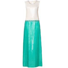André Laug Haute couture ivory & green dress, circa 1968