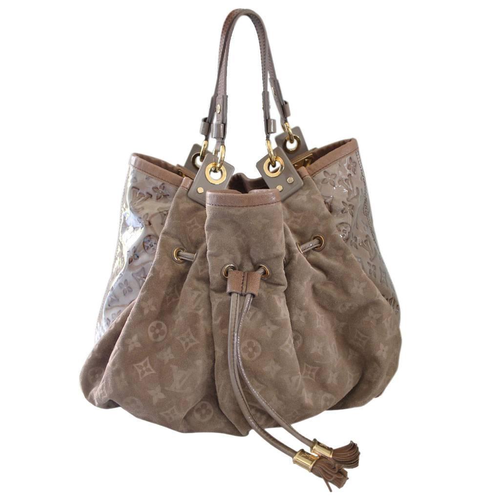 Louis Vuitton Limited Edition Irene Coco Suede Patent Leather Large Handbag For Sale at 1stdibs