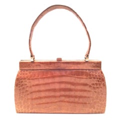 Magnificent Retro Alligator Handbag - Tan / Light Brown