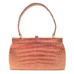 Magnificent Vintage Alligator Handbag - Tan / Light Brown 12