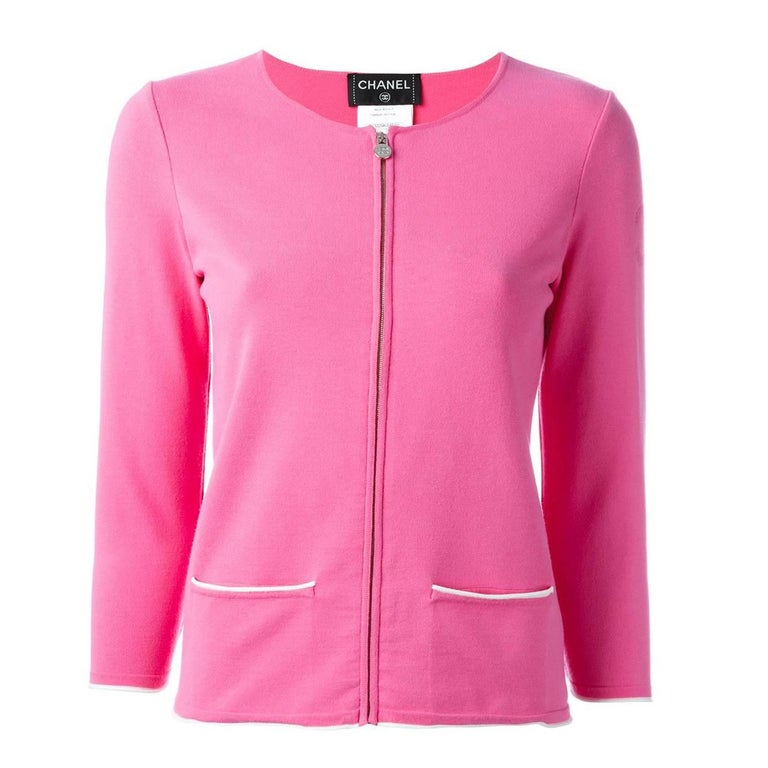 Chanel Zipped Cardigan at 1stDibs chanel cardigan, chanel pink cardigan