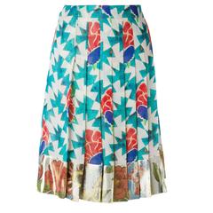Chanel Floral Print Pleated Skirt
