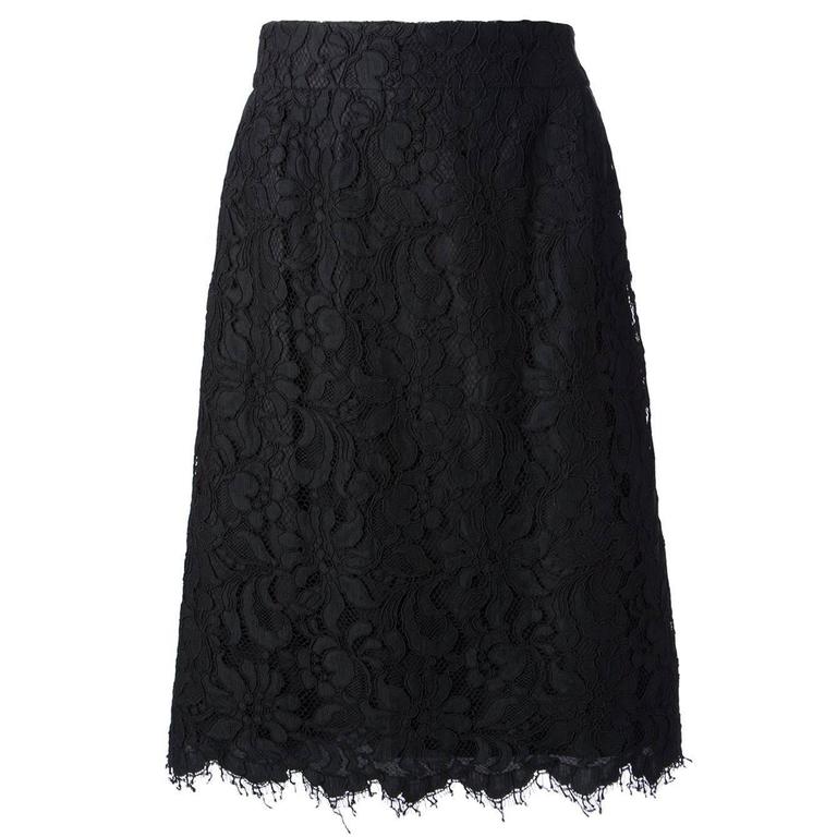Christian Lacroix from the Suzy Menkes Collection Floral Lace Skirt For Sale